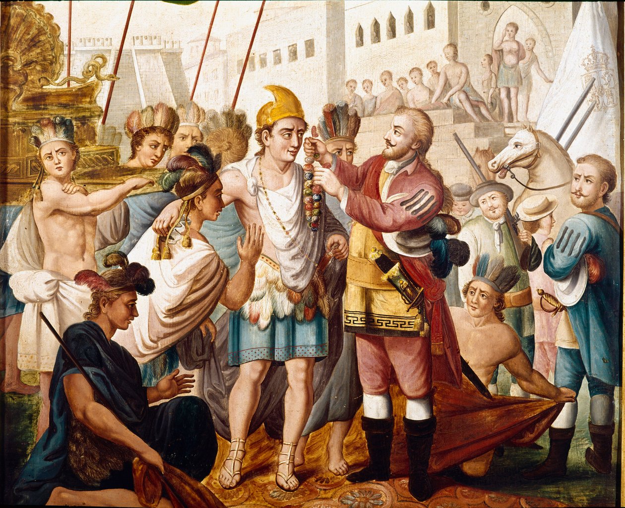 Das Treffen zwischen Hernán Cortés und Montezuma von Unknown artist