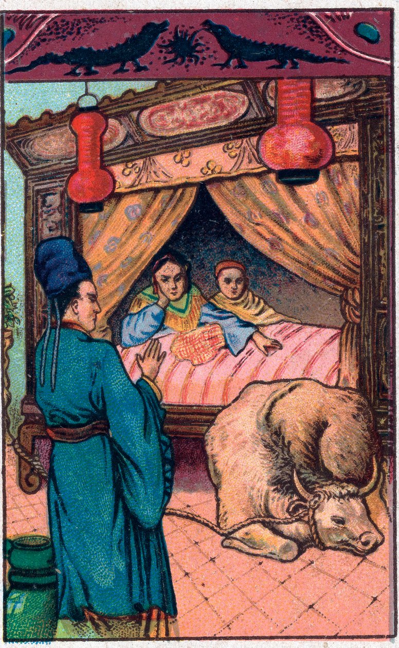 Der schreckliche Eber. Chinesisches Märchen. Chromolithographie aus dem späten 19. Jahrhundert. von Unknown artist