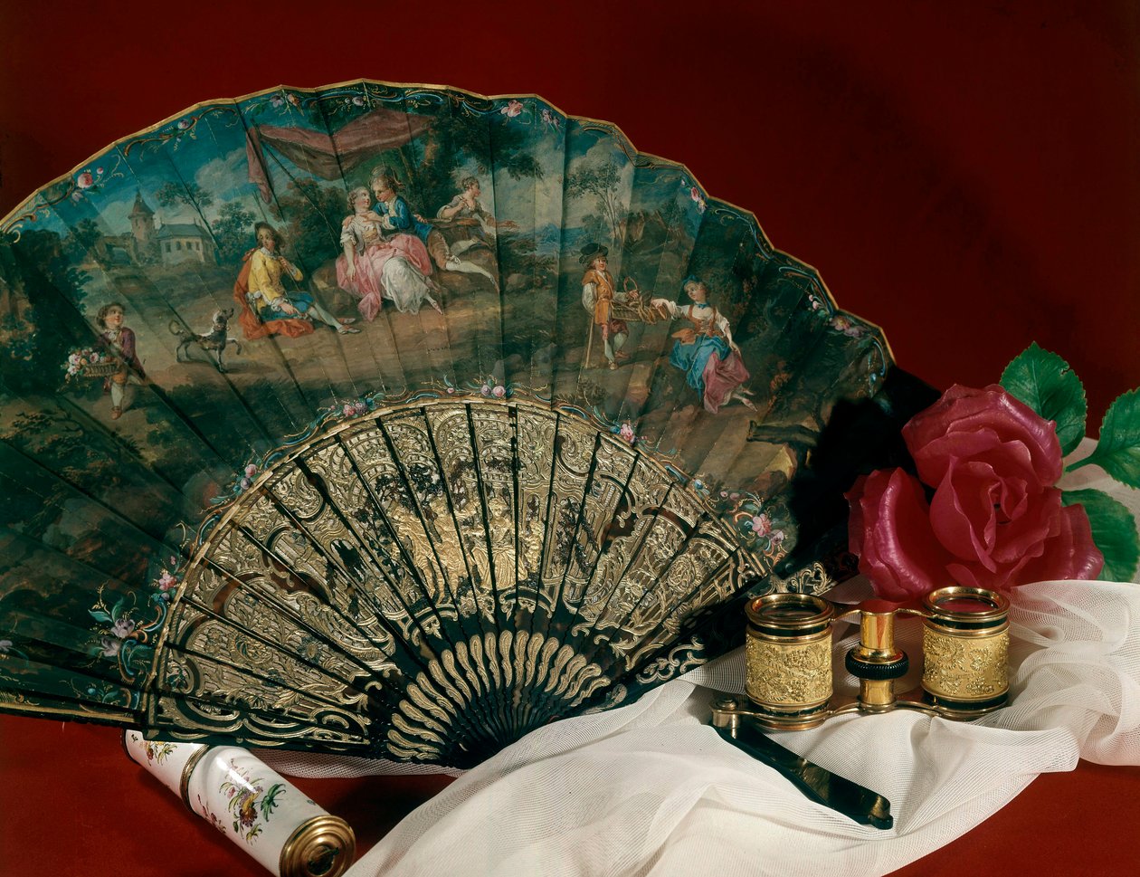 Theaterzubehör: Fächer und Fernglas. 18. Jahrhundert. Paris, dekorative Kunst von Unknown artist