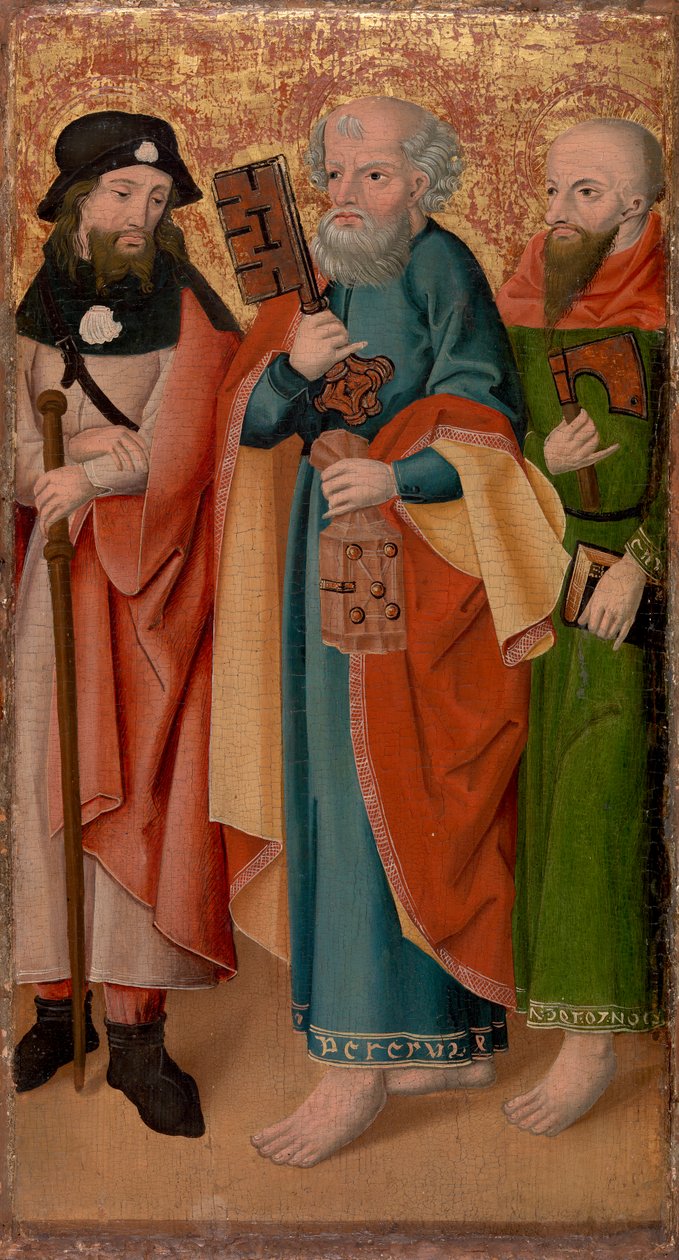 Drei Apostel mit Stock, Schlüssel und Axt von Unknown artist