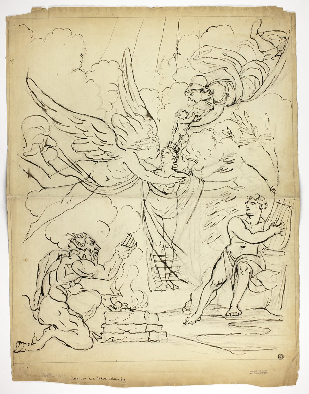 Unidentifizierte mythologische Geburtsszene (recto); Amor und Psyche (verso) von Unknown artist