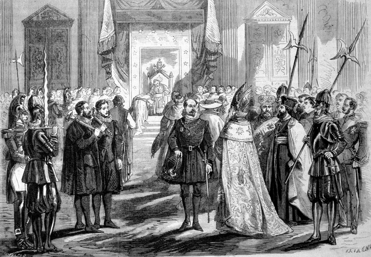 Erstes Vatikanisches Konzil Rom. Papst gibt Audienz an die Väter des Konzils. 1869 von Unknown artist