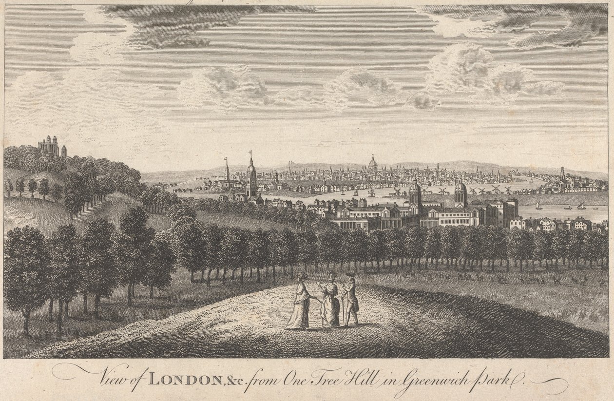 Blick auf London und die Kirche vom One Tree Hill im Greenwich Park von Unknown artist