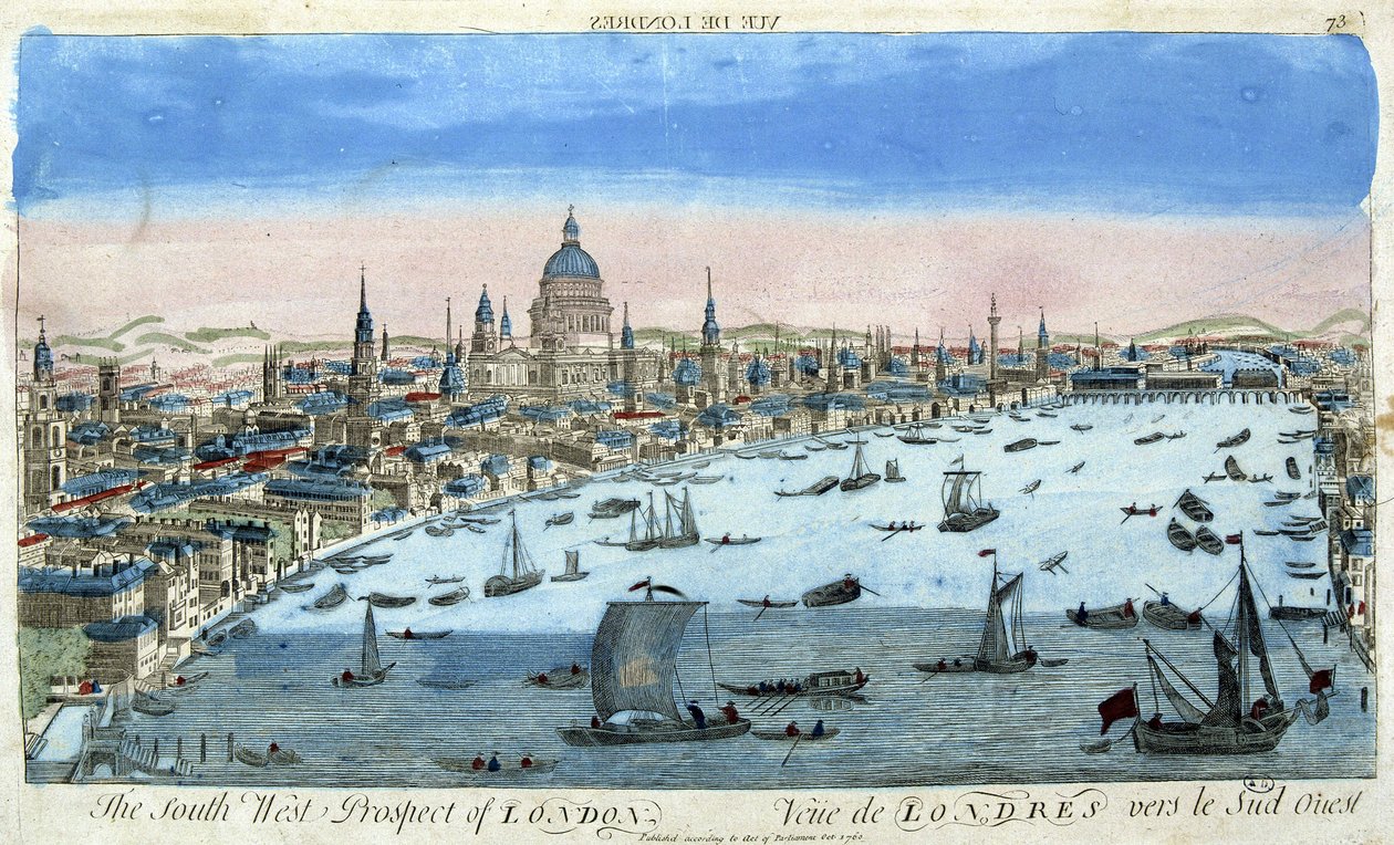 Blick auf London und die Themse, Südwesten - optische Ansicht von Unknown artist