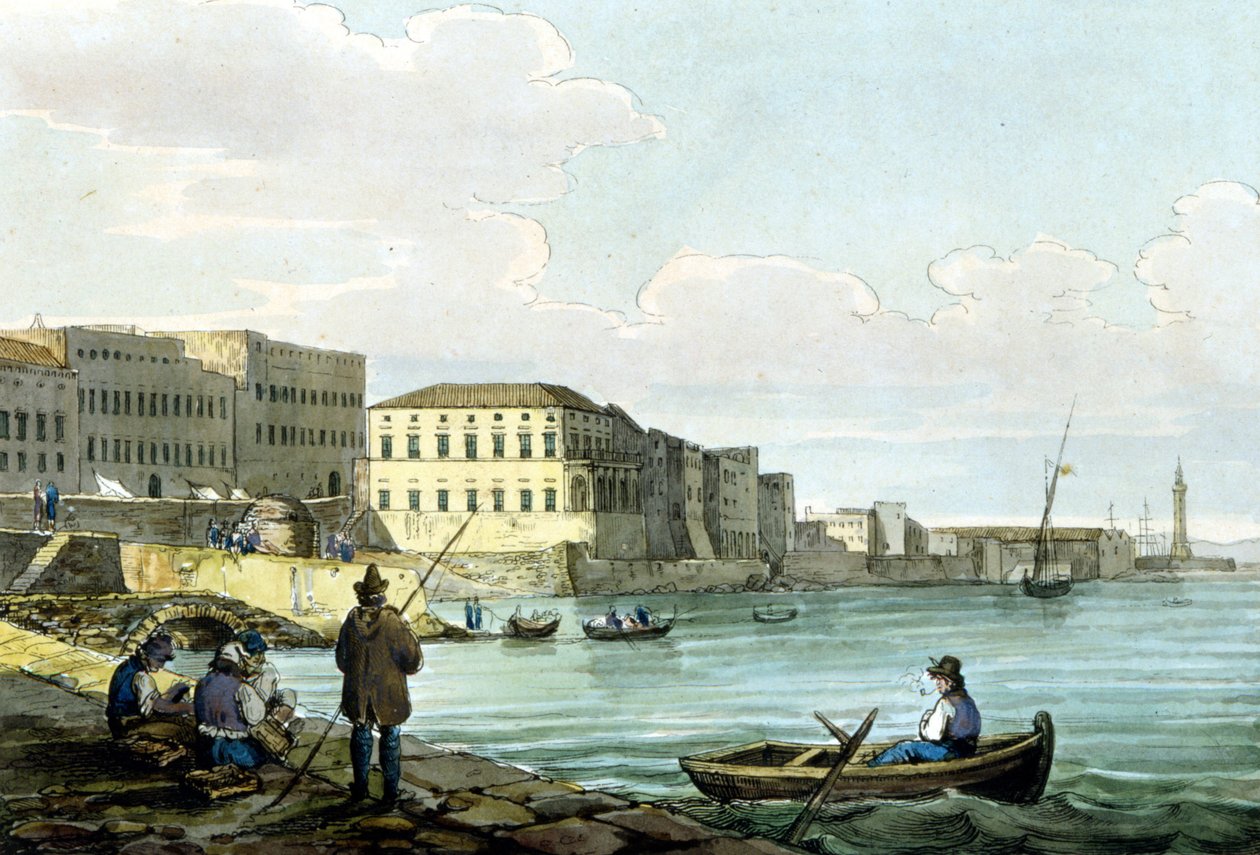 Ansicht von Santa Lucia, Neapel. Aquarell um 1850. von Unknown artist