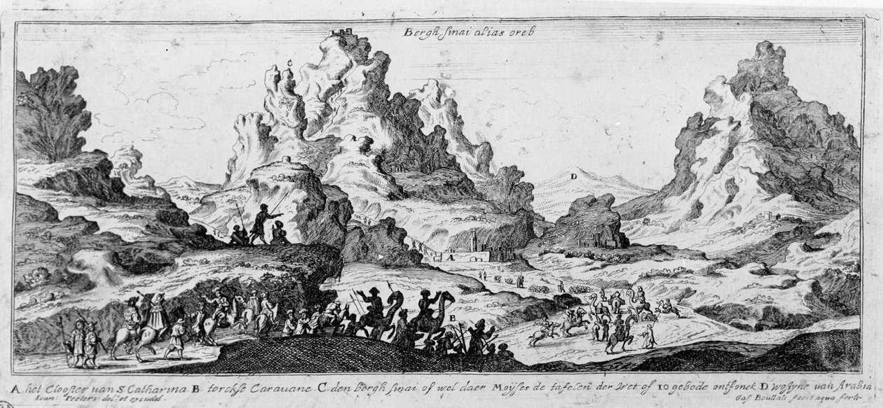 Ansicht von Karawanen in der Sinai-Wüste. Gravur aus dem 18. Jahrhundert. von Unknown artist