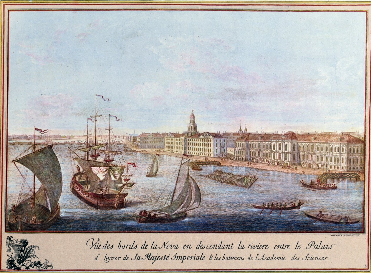 Ansicht der Newa am Winterpalast und der Akademie der Wissenschaften in Sankt Petersburg von Unknown artist