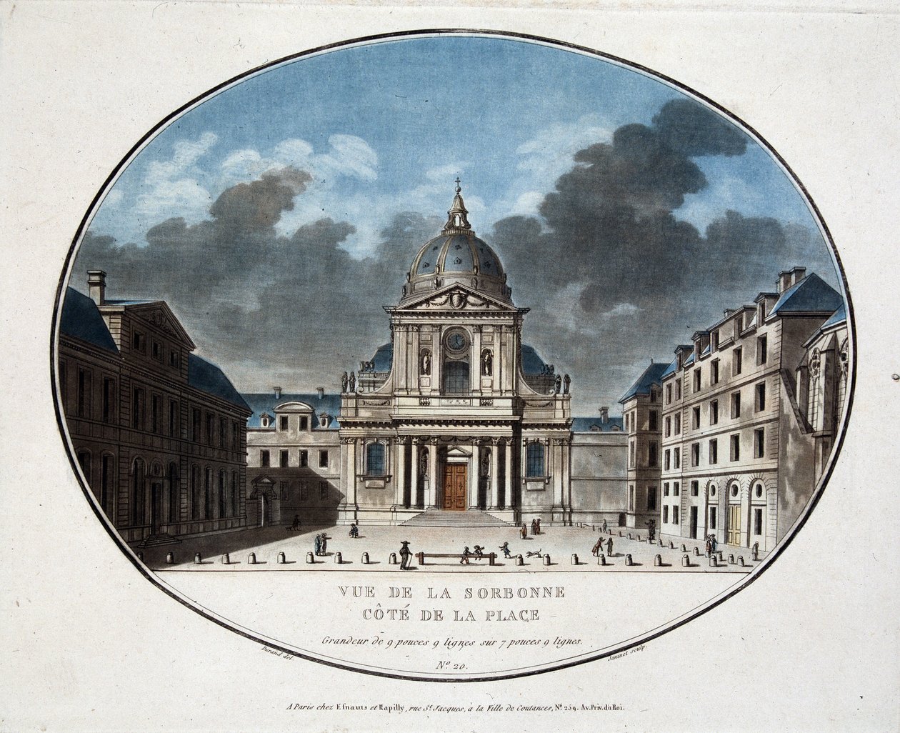 Ansicht der Sorbonne, von der Seite des Platzes - Gravur von Unknown artist