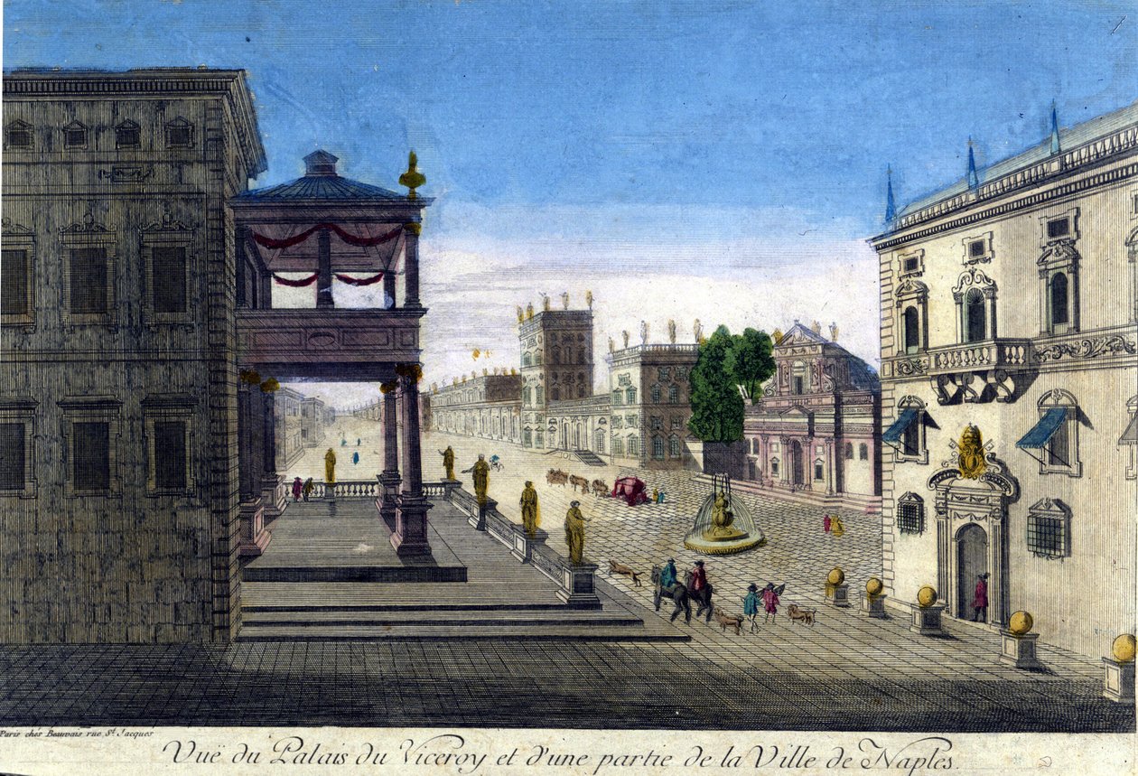 Ansicht des Vizekönigspalastes und eines Teils der Stadt Neapel im Jahr 1760 von Unknown artist