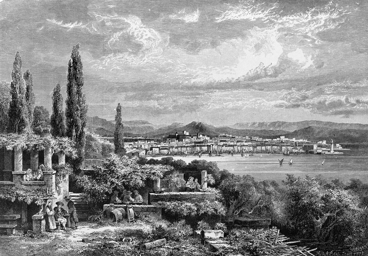 Ansicht der Stadt Triest (in der österreichischen Zeit), Gravur von 1885 von Unknown artist