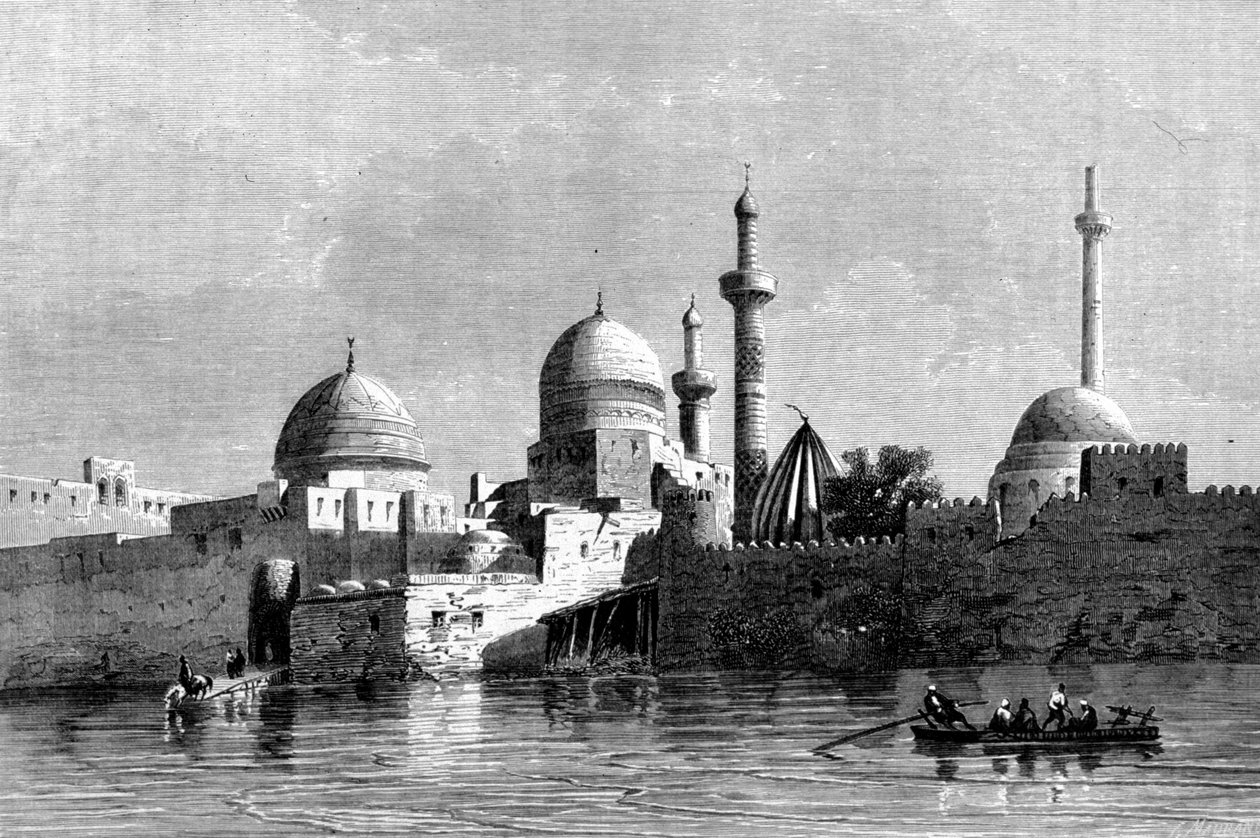 Ansicht der Moschee von Mosul (Ninive) im Irak. Gravur aus dem 19. Jahrhundert von Unknown artist