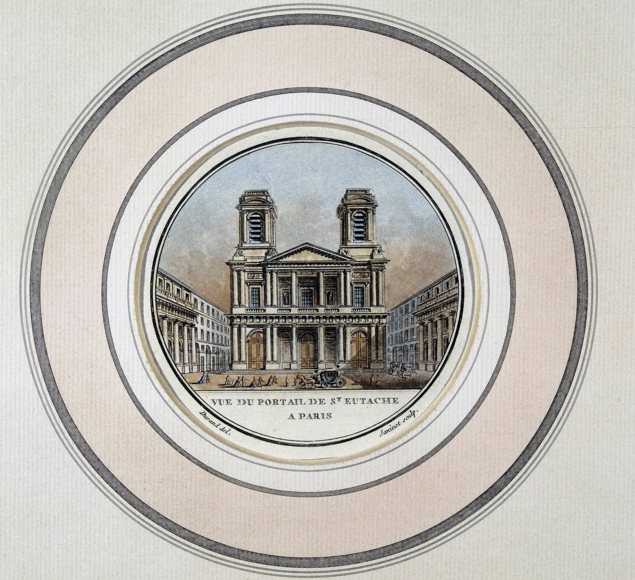 Ansicht des Portals von St. Eustache in Paris - Gravur von Unknown artist