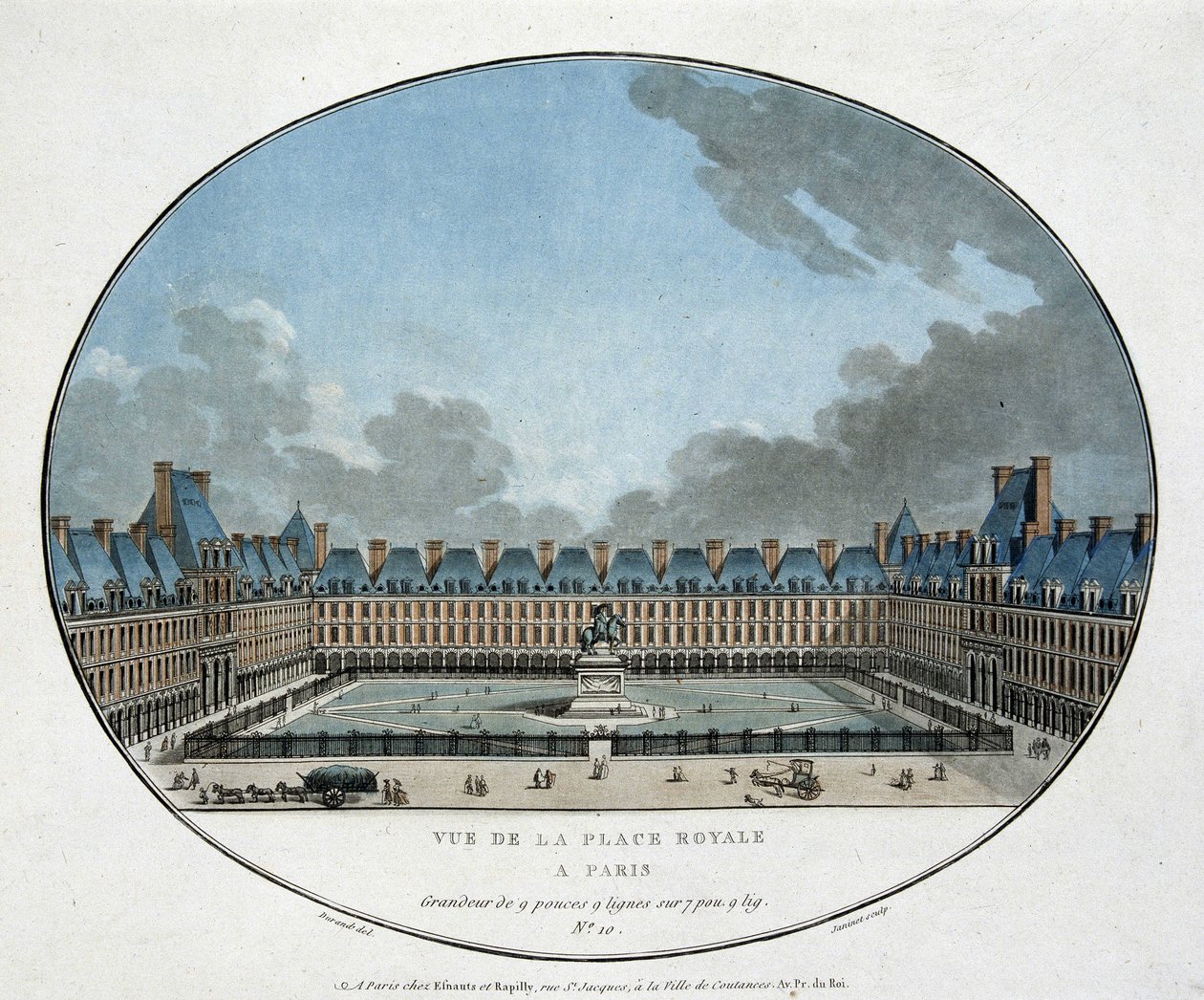 Ansicht des Place Royale in Paris (Place des Vosges). sd. Gravur 18. Jahrhundert von Unknown artist