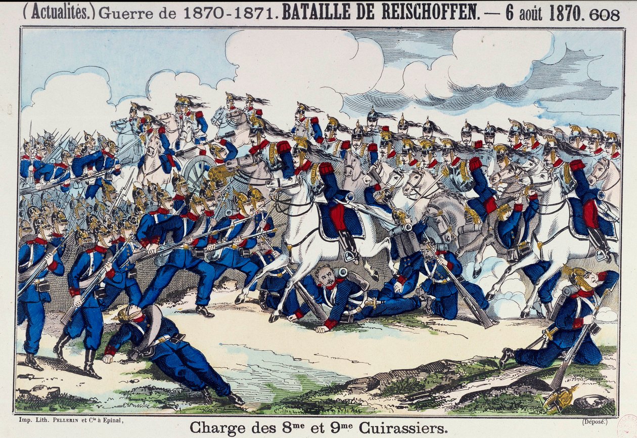 Krieg von 1870-1871: Ansicht der Schlacht von Froeschwiller (oder Reischoffen) und der Angriff der Schlachtschiffe, 6.08.1870 von Unknown artist