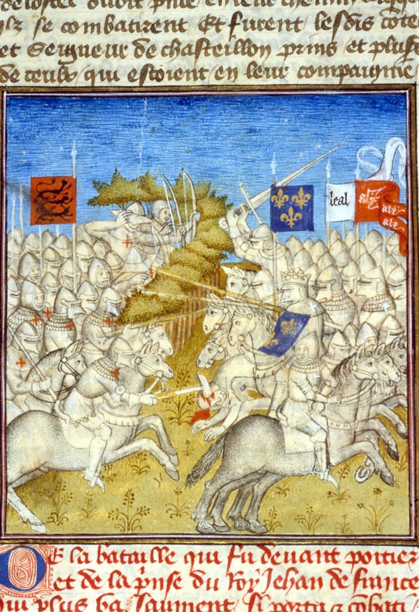 Hundertjähriger Krieg: Schlacht von Poitiers - in „Große Chroniken von Saint-Denis“, Ende des 14. Jahrhunderts von Unknown artist