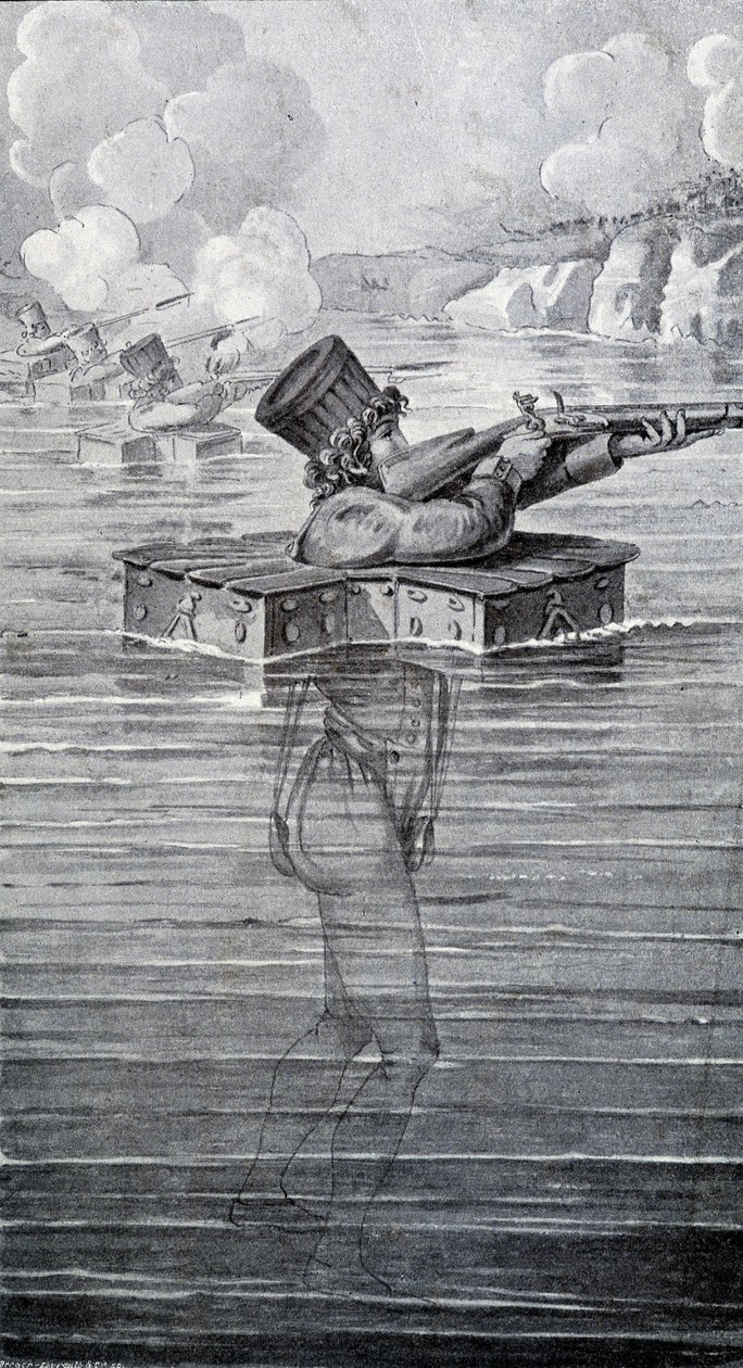 Kriegsanzug des 19. Jahrhunderts. Gravur des 19. Jahrhunderts. von Unknown artist
