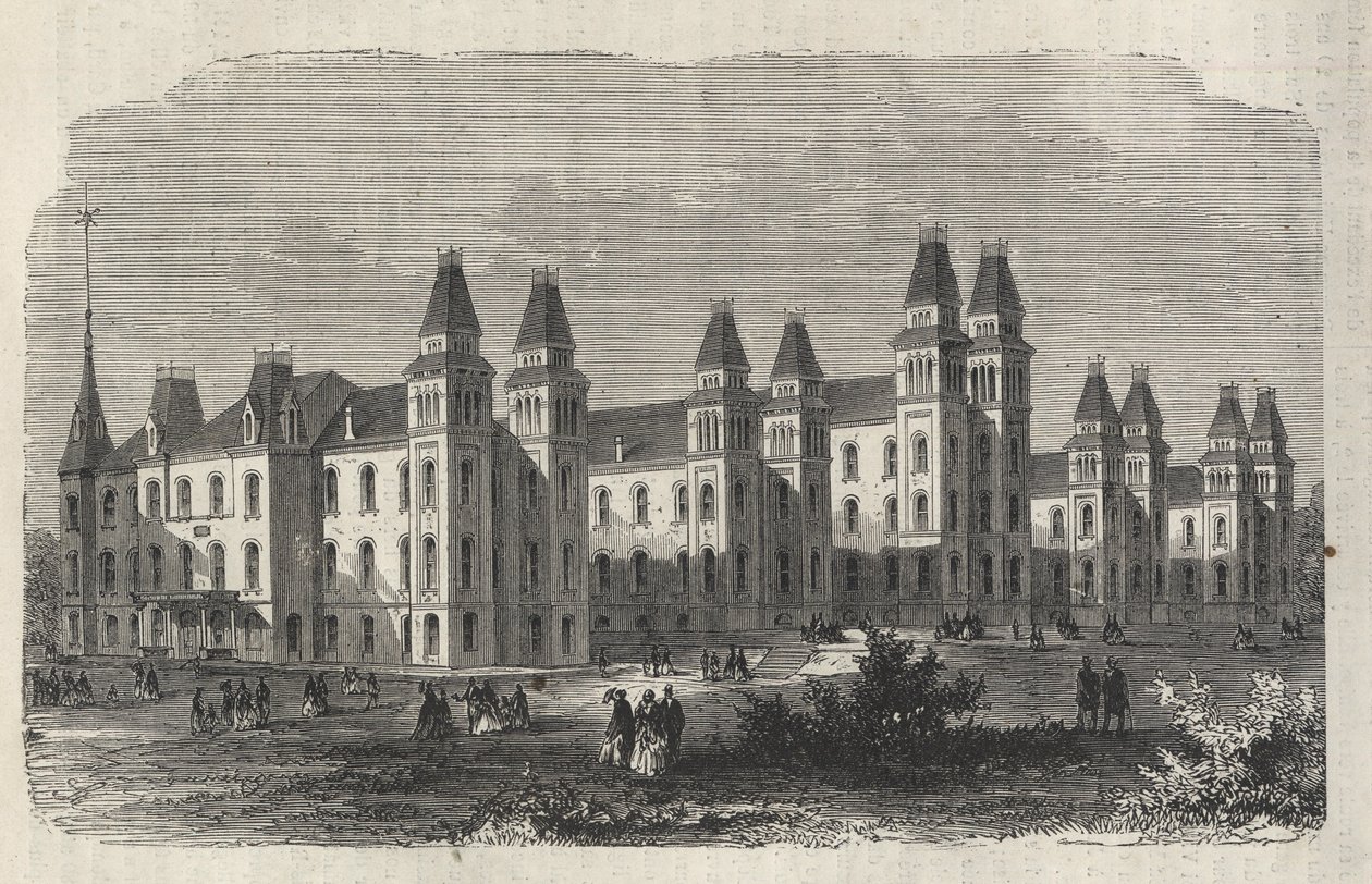 Ward Island Emigrant Hospital - New York State - Emigration Commission Establishment - Gravur in „Das illustrierte Universum“ von 1869 von Unknown artist