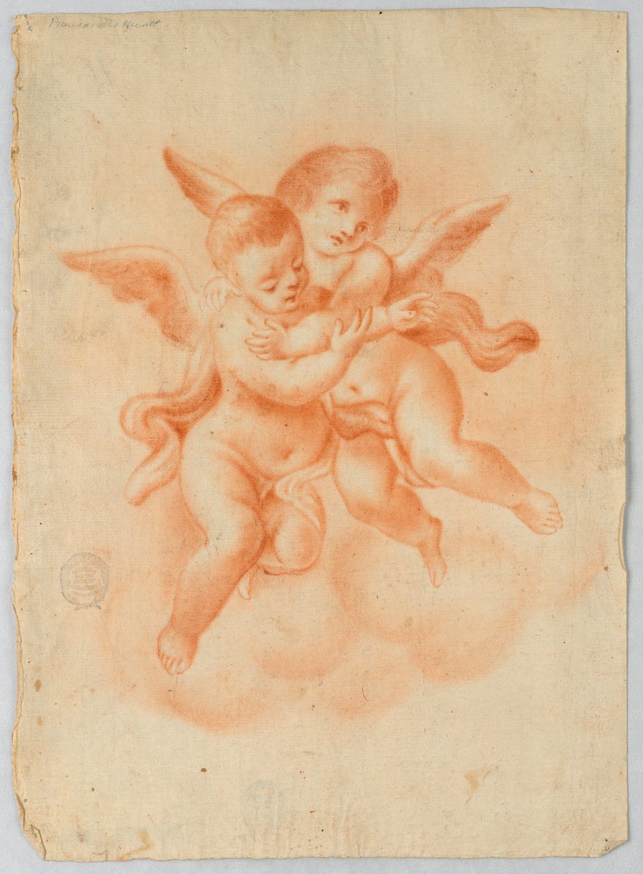Geflügelte Putten in Wolken von Unknown artist