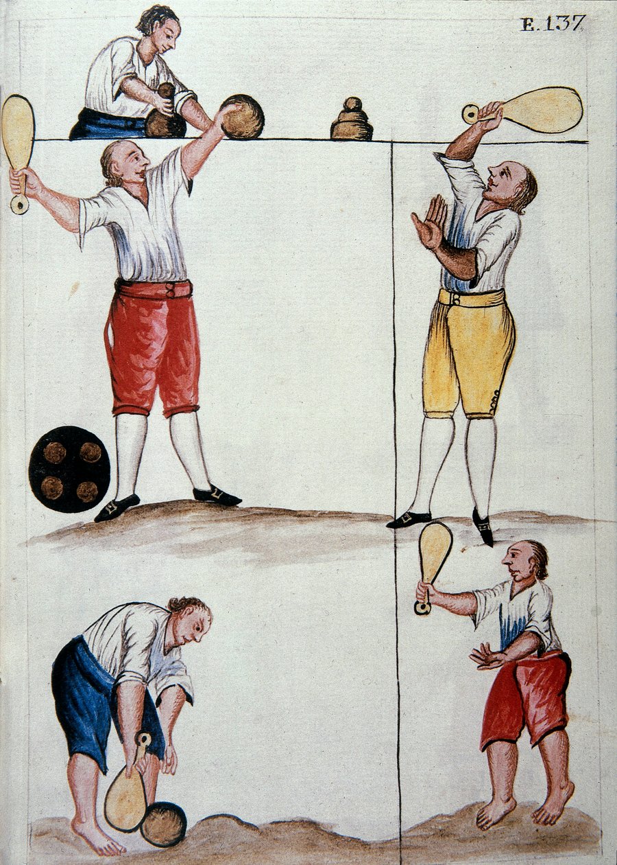 Junge Mestizen, die ein Ballspiel spielen, aus dem Buch 