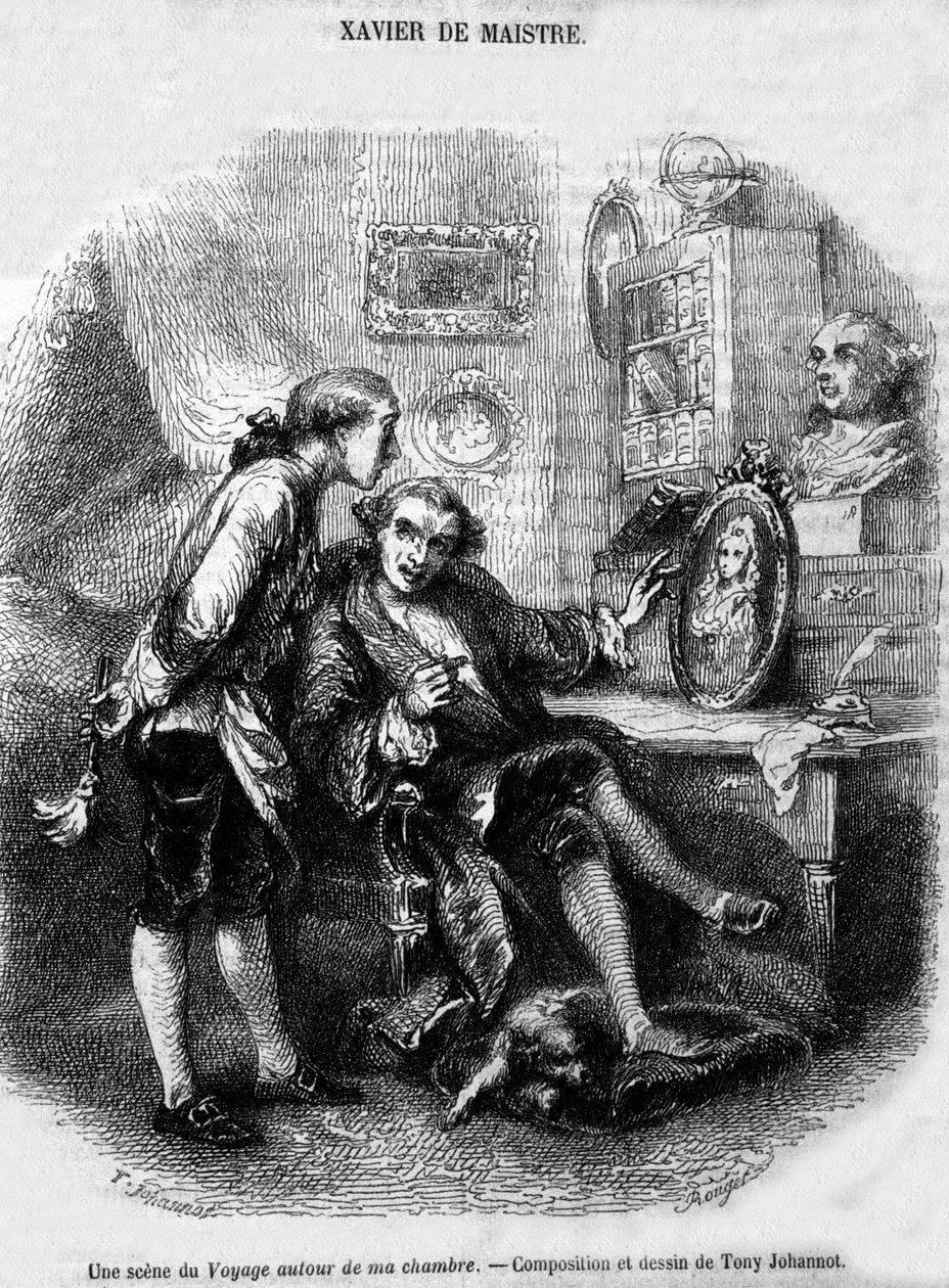 Illustration von „Reise um mein Zimmer“ (1794) von Xavier de Maistre von Unknown artist