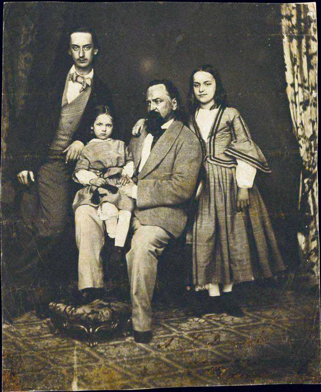 Alexander Herzen mit seinen Kindern nach dem Tod seiner Frau Natalie von Unknown photographer