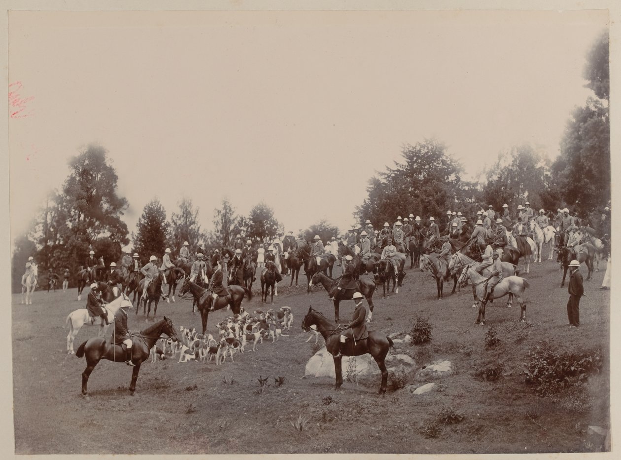 Britische und indische Reiter bei einem Treffen der Ootacamund-Jagd von Unknown photographer