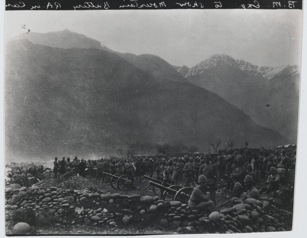 Feuer einstellen, Nr. 1 Britische Gebirgsbatterie, Black Mountain Expedition, 1891 von Unknown photographer