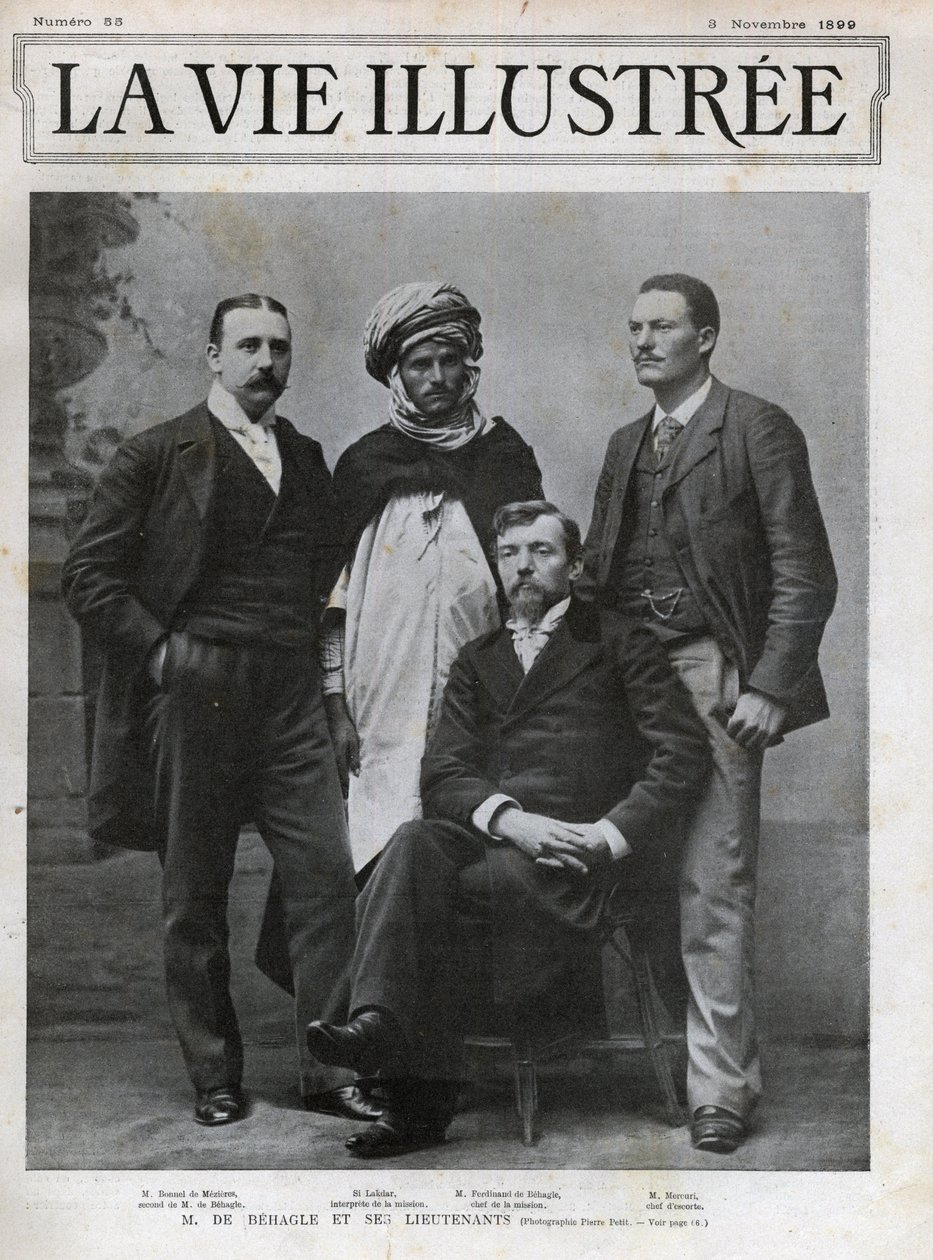 Ferdinand de Behagle (1857-1899), französischer Entdecker, Leiter der Mission und seine Leutnants von Unknown photographer