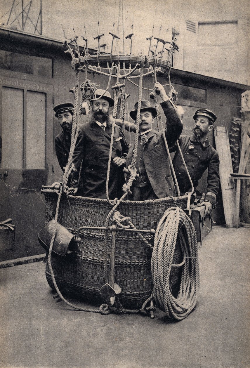 Fotografische Inszenierung mit einem Heißluftballon. Fotografie, späte 19. Jahrhundert, Paris. Sammlung Selva. von Unknown photographer