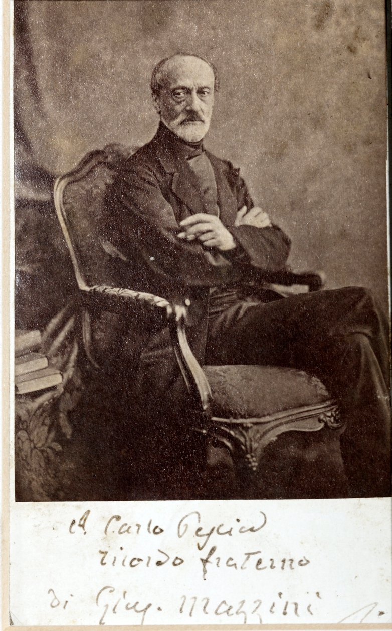 Porträt von Giuseppe Mazzini, mit Autogramm von Unknown photographer