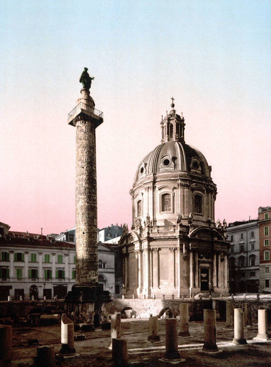 Rom. Blick auf das Forum Trajan mit Säule. Fotochrom um 1900. von Unknown photographer