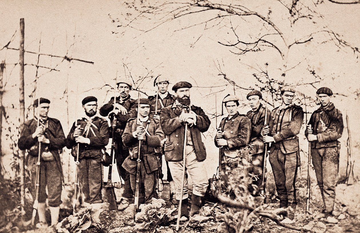 Dritter Carlistenkrieg (1872-1876): Der Santa Cruz Priester und seine Wache von Unknown photographer