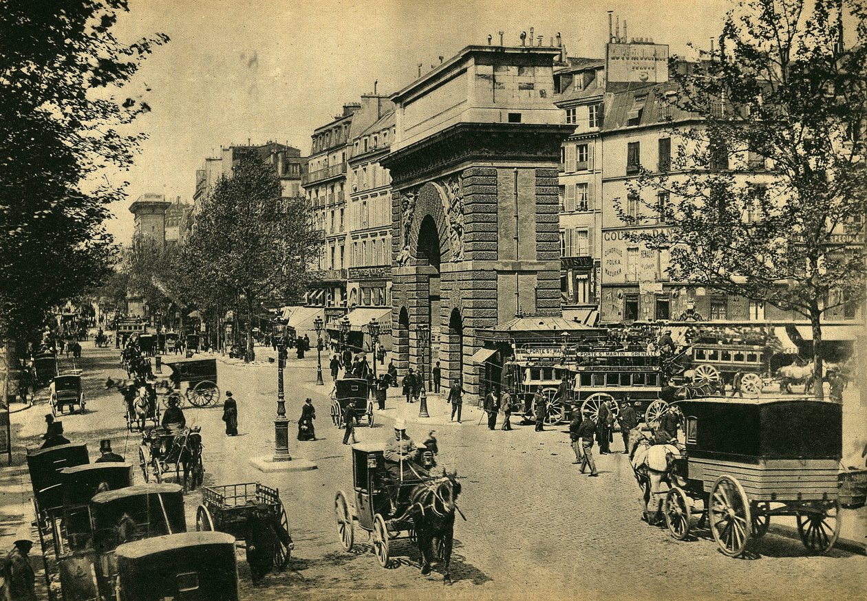 Ansicht von Porte Saint Denis, in Paris. Fotografie, späte 19. Jahrhundert, Paris. Sammlung Selva. von Unknown photographer
