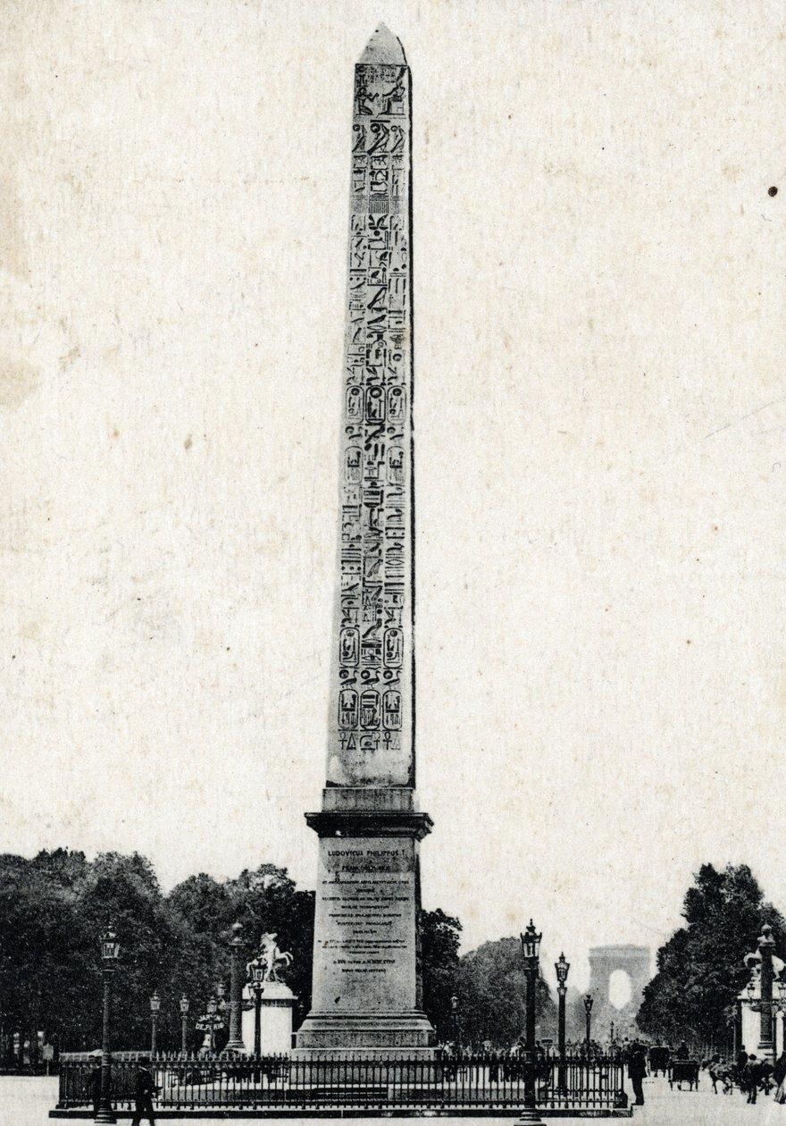Ansicht des Obelisken von Luxor auf der Place de la Concorde in 1836 (Luxor-Obelisk in Paris) Postkarte von Unknown photographer