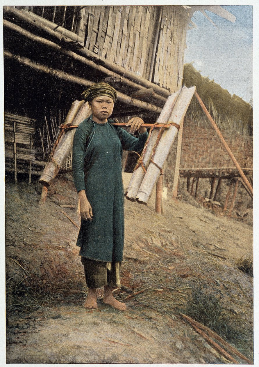 Wasserträger in Tonkin, Vietnam, um 1898 - Fotografie von Unknown photographer