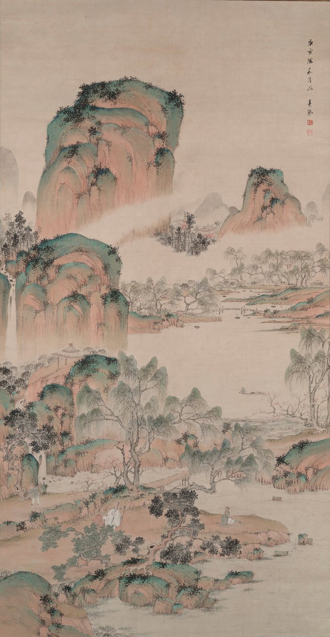 Frühlingslandschaft im Blau-Grün-Stil von Uragami Shunkin