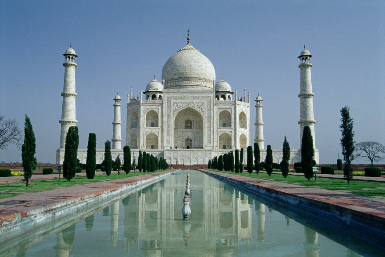 Ansicht des Taj Mahal, erbaut von Kaiser Shah Jahan (1592-1666), fertiggestellt 1643 von Ustad Ahmad Lahori