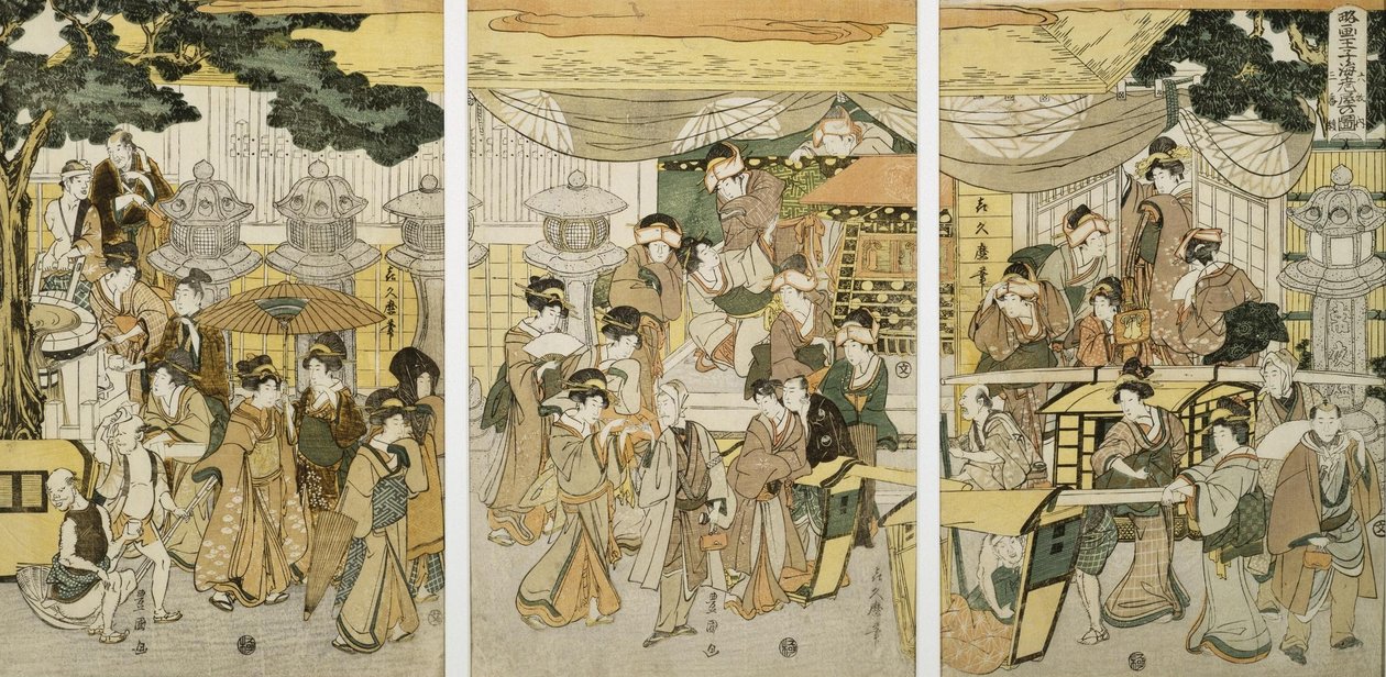 Haus, in dem Garnelen verkauft werden von Utagawa Toyokuni