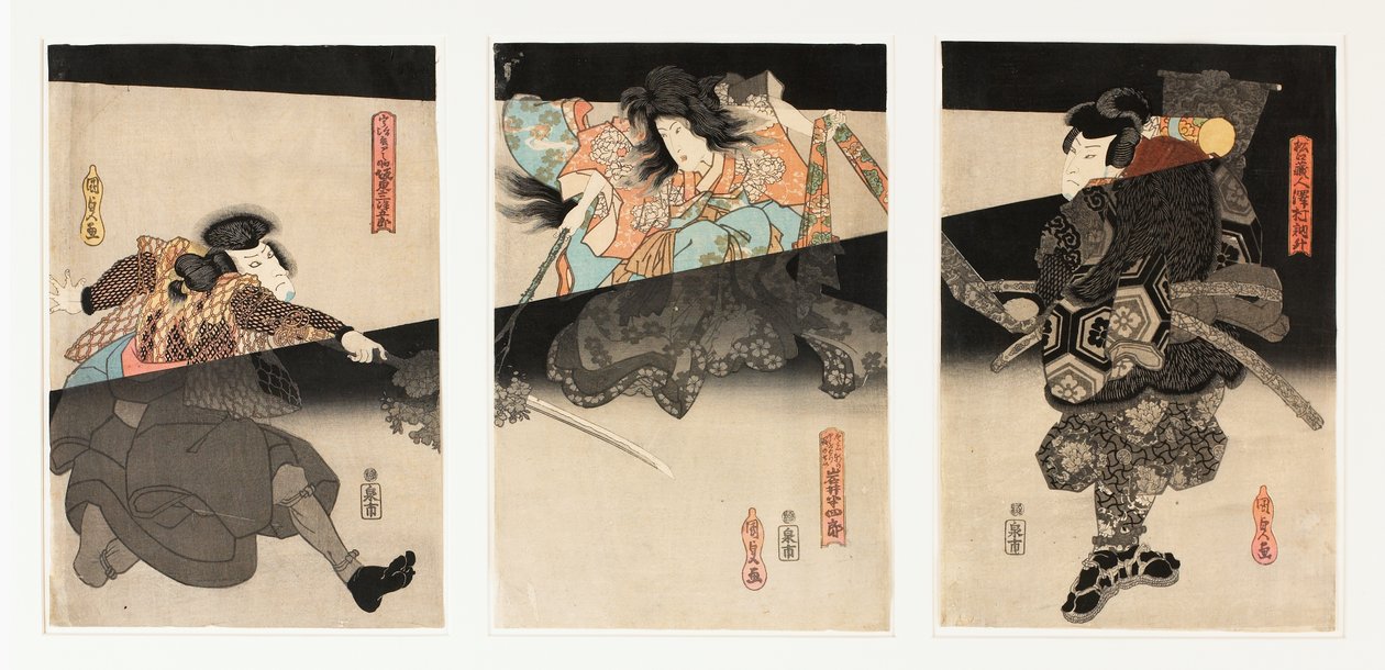 Kirschgeist-Triptychon von Utagawa (1786-1865) Kunisada