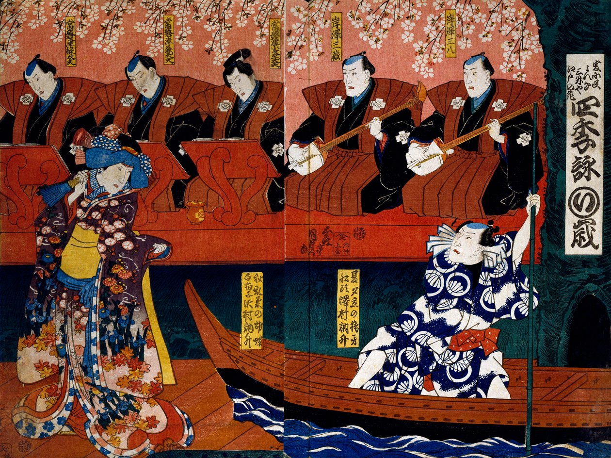 Shiki no Nagame Maru-ni-I no Toshi, Toshi Schauspieler, Szene aus Die vier Jahreszeiten von Utagawa Kunisada