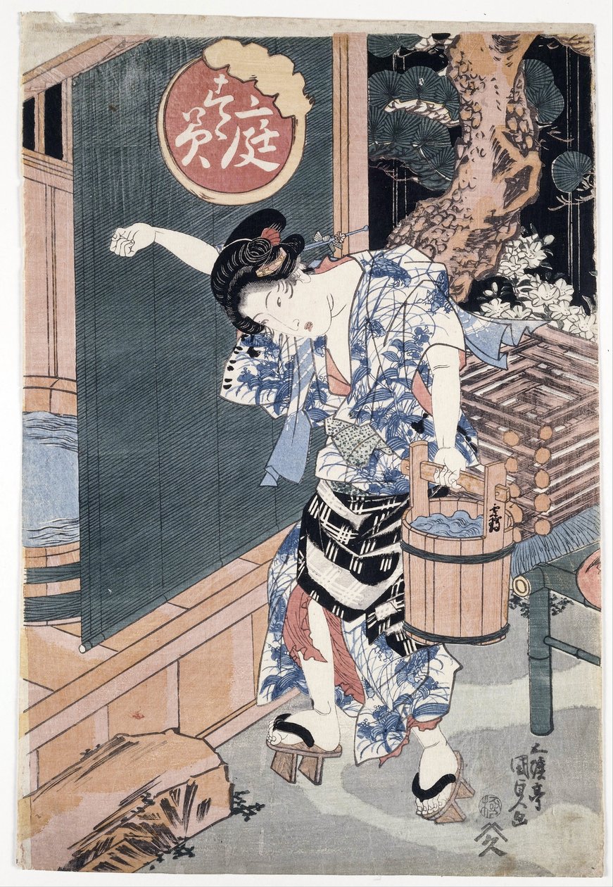 Die Gartenbadewanne von Utagawa Kunisada