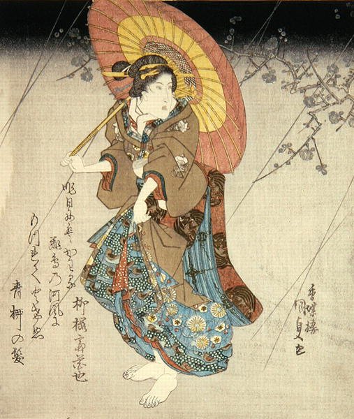 Iwai Kumesaburo II in der Rolle eines Liebhabers, ca. 1827-30 von Utagawa Kunisada