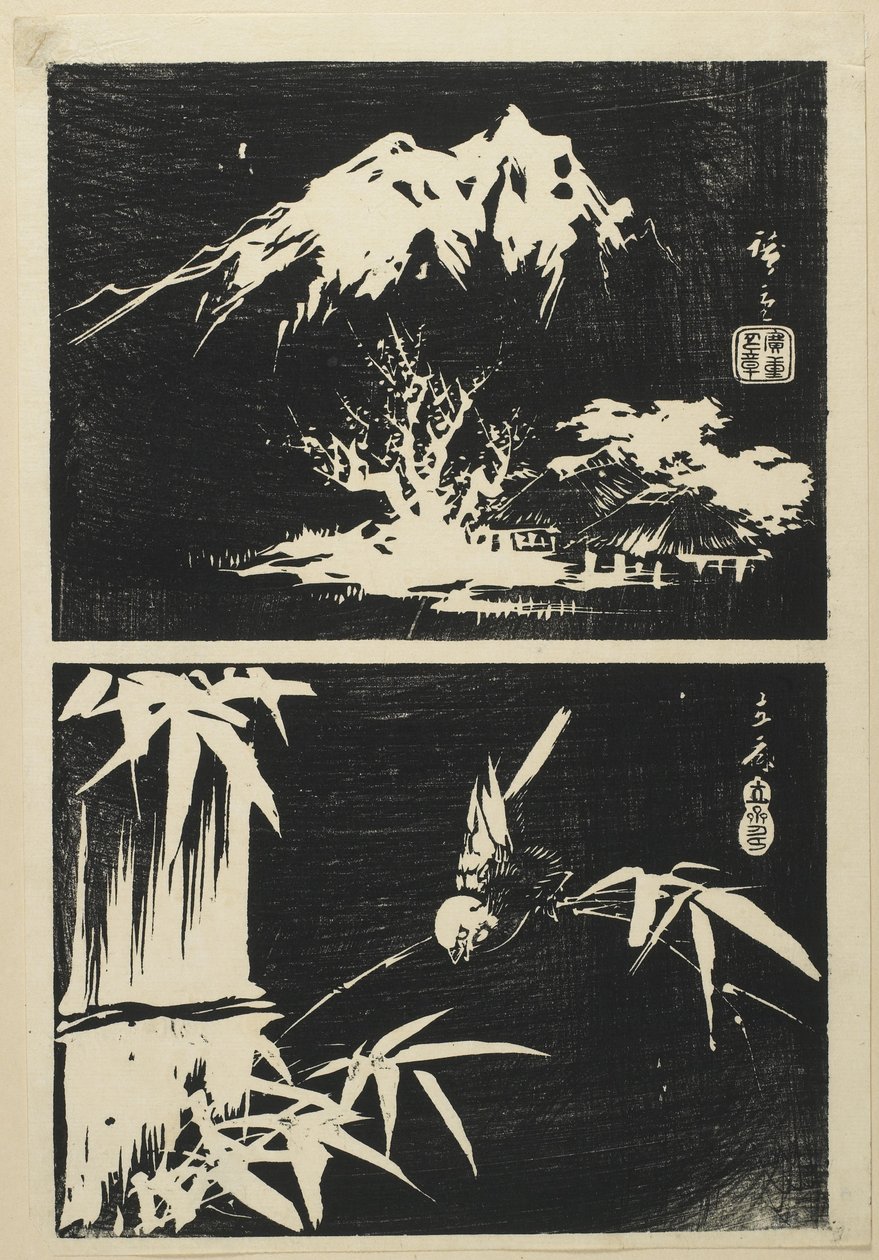(Zwei Bilder der Lithographie), Mitte des 19. Jahrhunderts von Utagawa Hiroshige