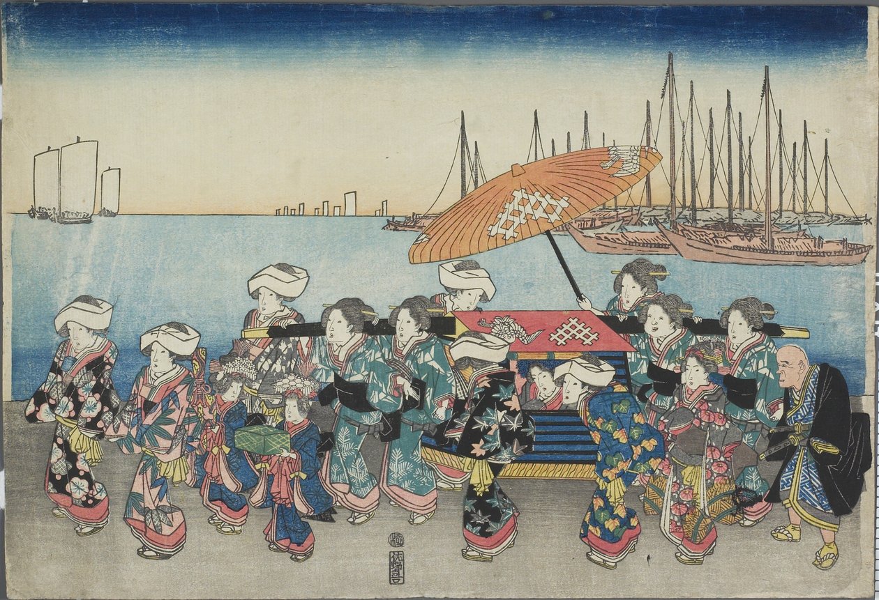 Hochzeitsprozession, Mitte 19. Jahrhundert von Utagawa Hiroshige