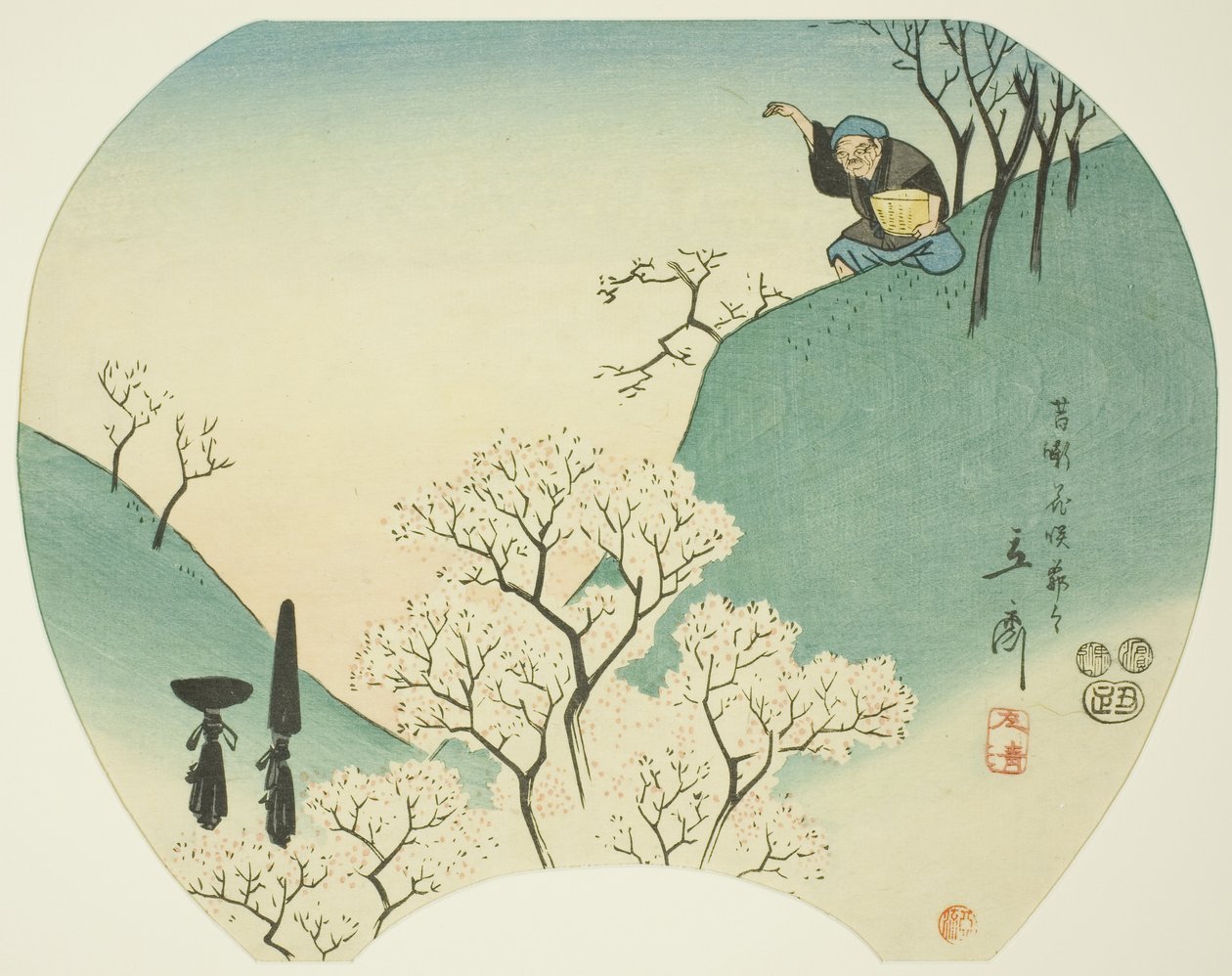 Alte Geschichte vom alten Mann, der die Bäume zum Blühen brachte von Utagawa Hiroshige