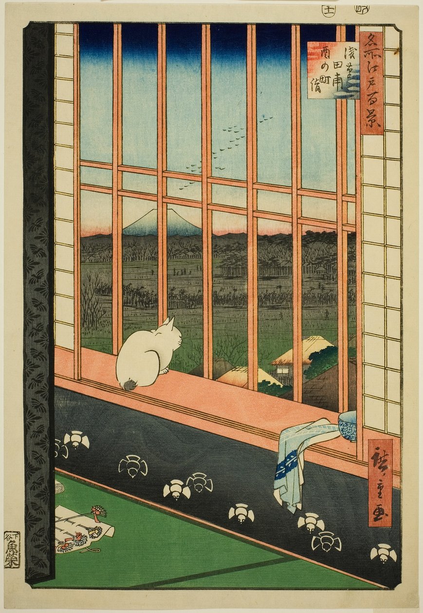 Reisfelder von Asakusa und Torinomachi-Festival, aus der Serie "Hundert berühmte Ansichten von Edo" von Utagawa Hiroshige