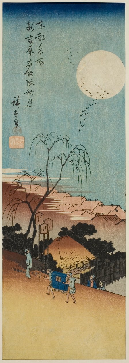 Herbstmond in Neu-Yoshiwara in Emonzaka, aus der Serie Berühmte Ansichten der östlichen Hauptstadt von Utagawa Hiroshige