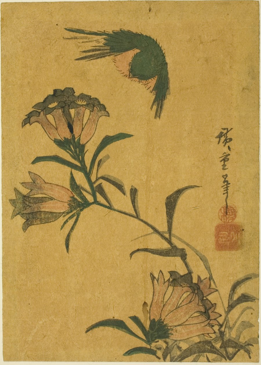 Vogel und Enzian von Utagawa Hiroshige