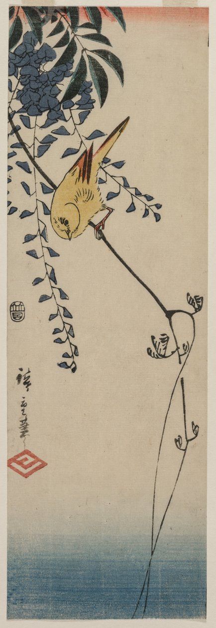 Kanarienvogel und Glyzinie von Utagawa Hiroshige