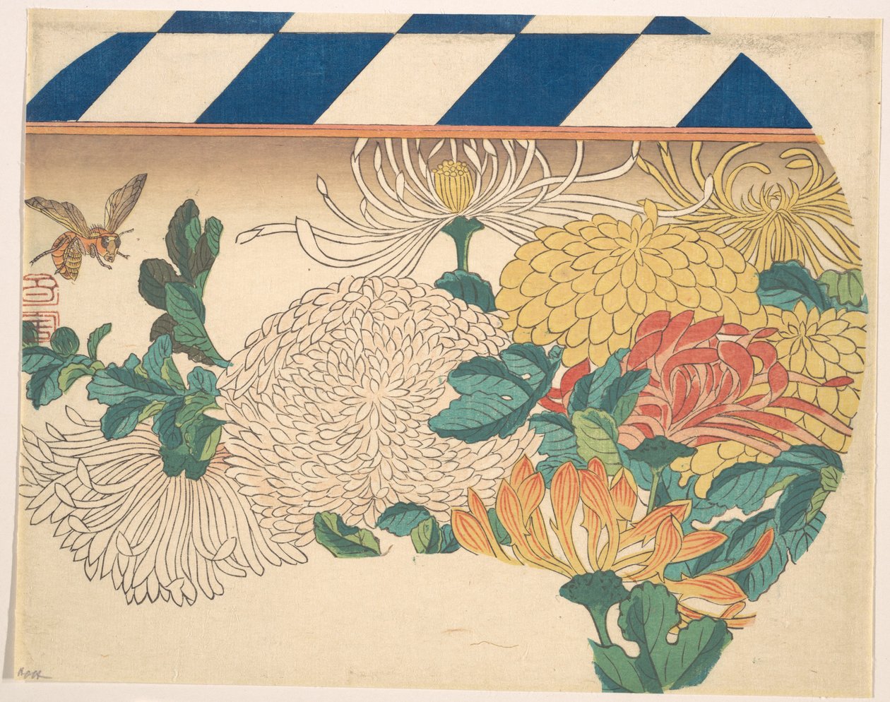 Chrysanthemen im fächerförmigen Design von Utagawa Hiroshige